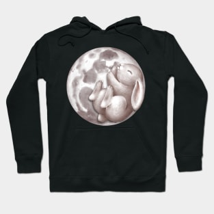 Cute bunny sleeping on the moon. Hoodie